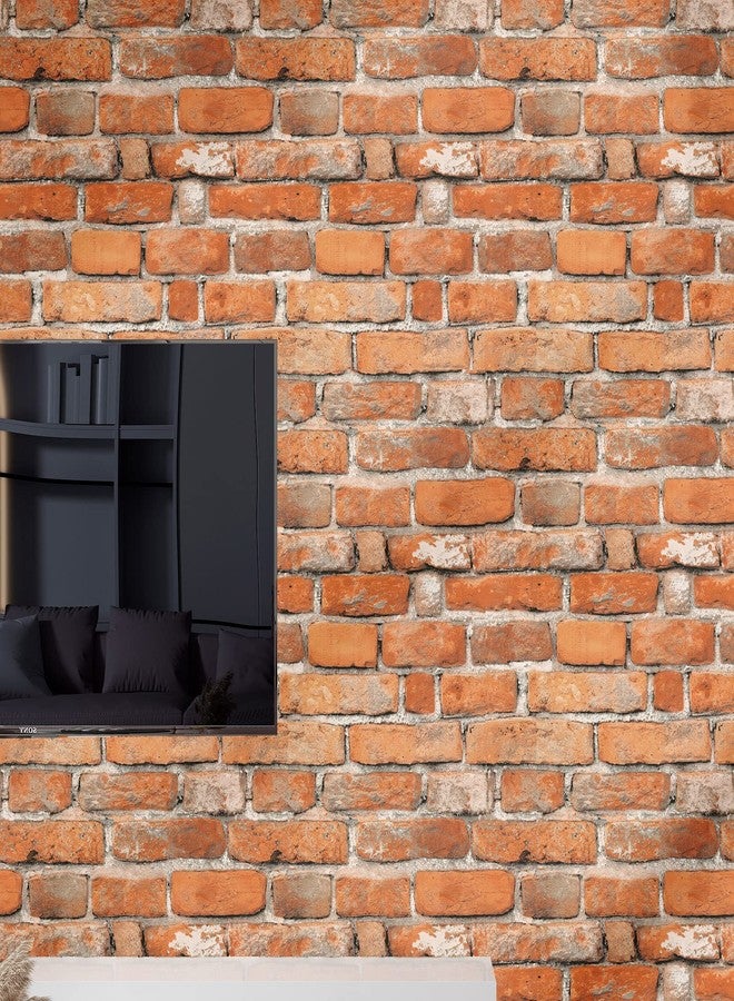 tiltil Faux Brick Peel and Stick Wallpaper 17.7" x 118" Contact Paper for Cabinets 3D Brick Wall Backdrop Self-Adhesive Wallpaper Red Bricky Textured Vintage Removable Wall Paper for Fireplace Kitchen Vinyl - Image 2